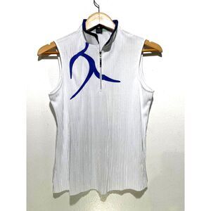 Jamie Sadock performance tennis golf top quarter zip white blue sport women S